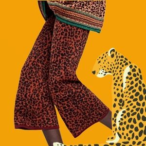 ZARA KNIT high waist crop leopard pants